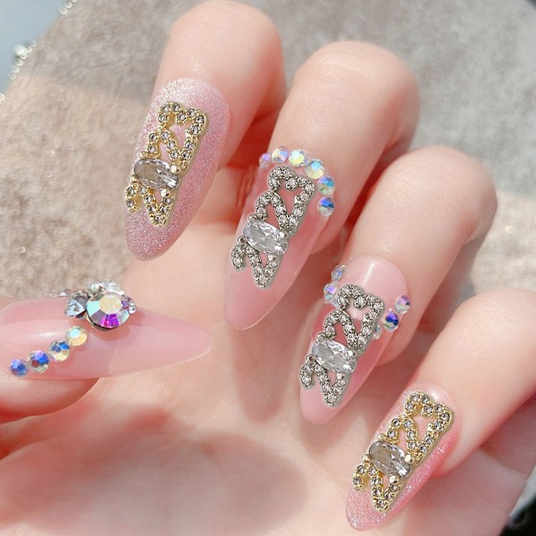 3D-legering 2023 nagelcharms, 8 st metall 2023 nagelstrass