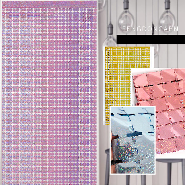 2Pcs Square Foil Fringe Backdrop Curtain Backdrop for Birthday,