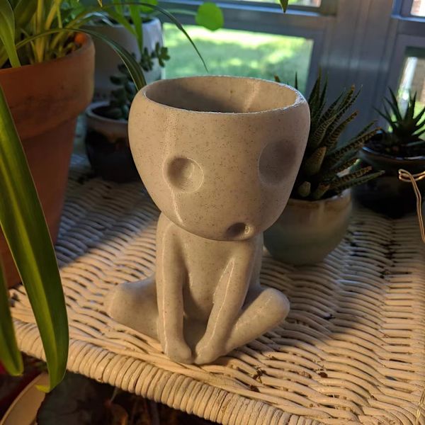 Luminous Face Planter Pot Head Blomkruka Söta Harts Succulent
