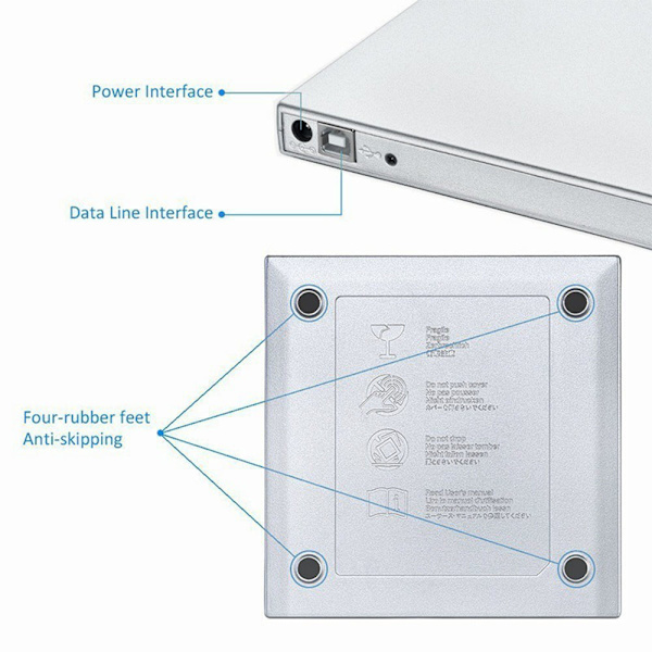 Extern DVD-enhet, USB 3.0 bärbar CD/DVD +/-RW-enhet/DVD