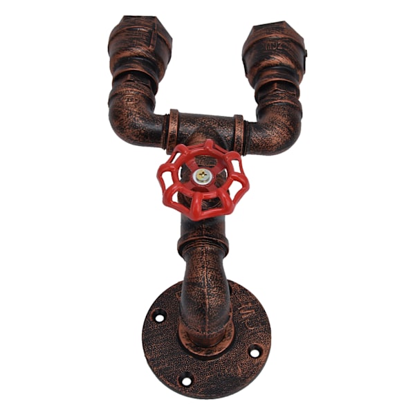 Dubbelhuvud vägglampa Mental vattenrör lampa Steampunk industriell vägglampa med E27 sockel för hem kök 220V