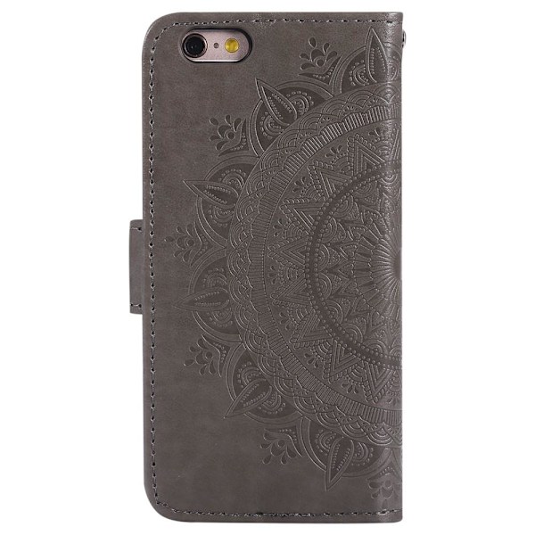 iPhone 6/6S - Mandala Läder Fodral - Grå Grey Grå