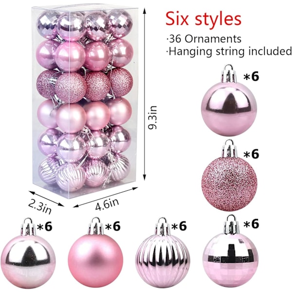 Christmas Balls Ornaments，36 Pcs Shatterproof Christmas Tree