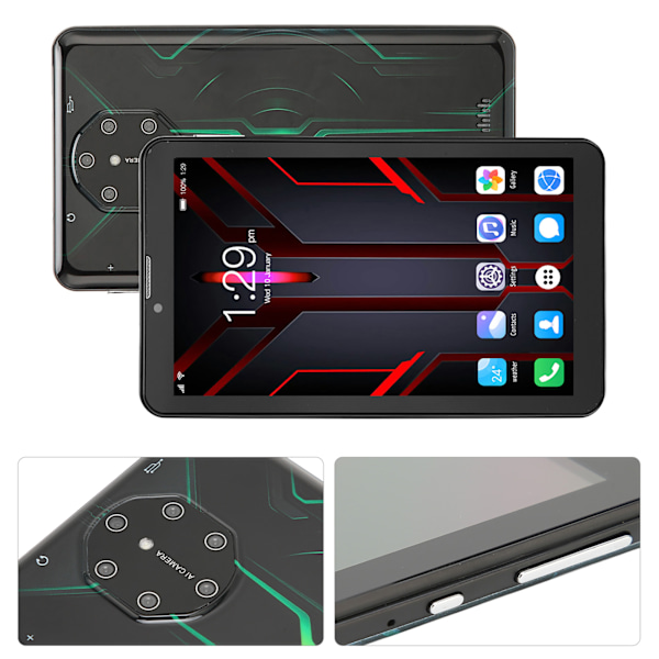 7-tums Tablet Grön 1960x1080 IPS 4GB RAM 32GB ROM MT6592 8 Kärnor CPU för Android 10 Dubbel Kamera Tablet PC 100‑240V EU-kontakt