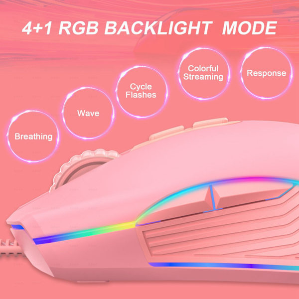 Trådbunden Mus RGB Bakgrundsbelysning 4 Nivåer Justerbar DPI Ergonomisk Bekväm Grepp Spelmus