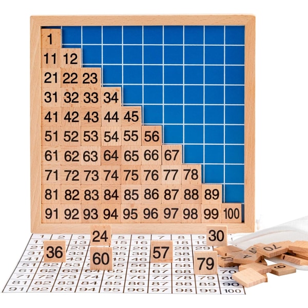 Trä 100-bräde leksak, 100 digital bräde Montessori matematik leksak