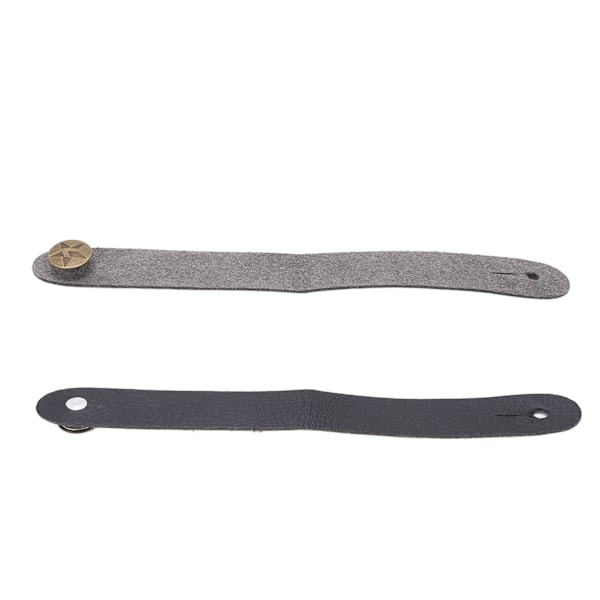 6 Set Gitarrhalsband Läder Huvudstycke Knappband Tillbehör Set Kit med Plektrum Svart Halsband