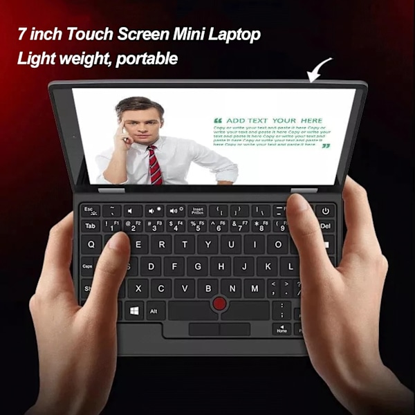 7-tums Mini Laptop Touch Screen för Intel J4125 Processor Quad Core Pocket Laptop för Windows 11 100–240V 12G+64G EU-kontakt