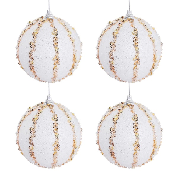 4 Pieces 3.15 Inch Christmas Ball Glitter Foam Ornaments  for