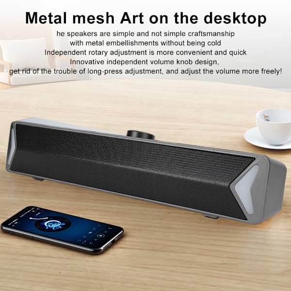 SADA Högtalare Hem Skrivbord Mini Subwoofer Oberoende Roterande Volymknapp Högtalare D6Silver