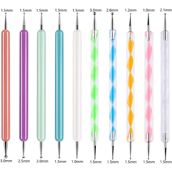 10 st prickverktyg för nagelkonst, präglingsverktyg för