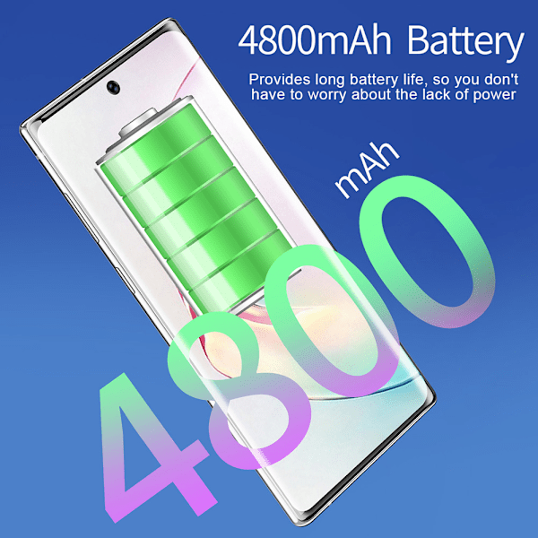 NOTE10+ 6,5-tums Stor HD-Skärm 13MP+23MP 6+64G Metall Smartphone Gradient Lila 100-240VEU