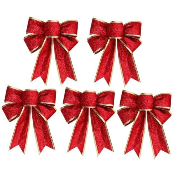 5 x Weihnachtsschleifen mit glitzerndem Stoffknoten, Ornamente