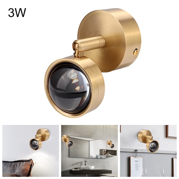 Enkel kopparvägglampa för korridor trapphus passage sovrum 3W 220V varmvit