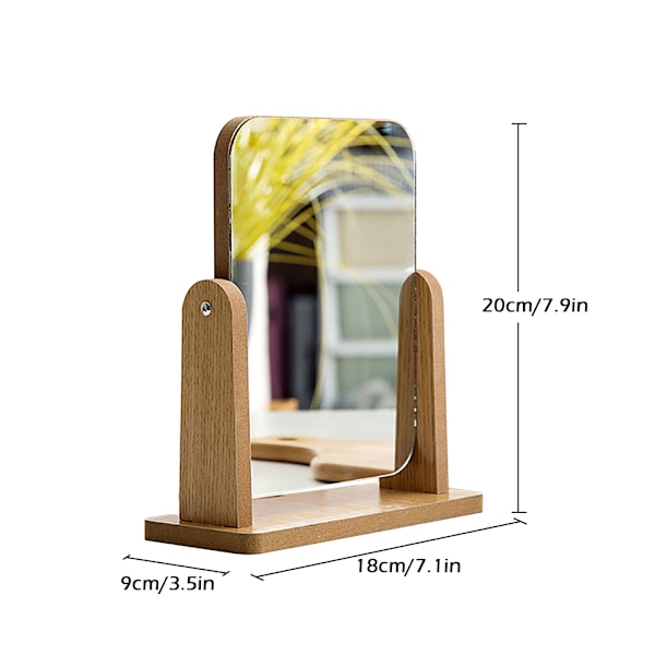 1PC 180° roterad trä smink spegel skrivbord liten glas