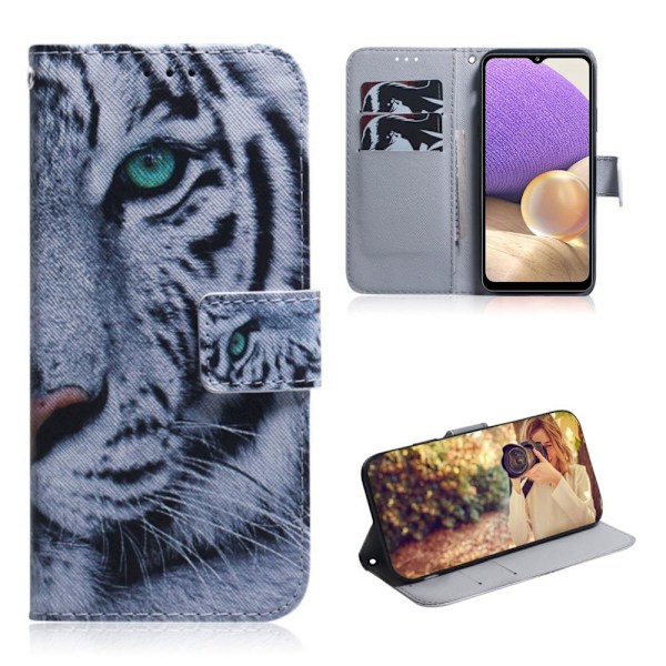 Plånboksfodral Samsung Galaxy A13 – Vit Tiger