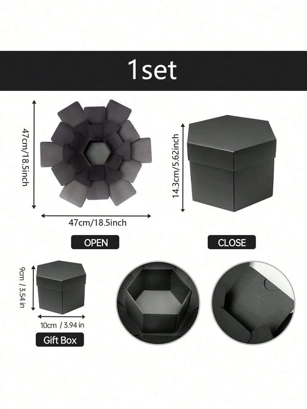DIY Hexagon Exploding Box Fotoalbum-kit, Presentask