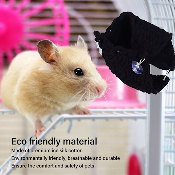 Liten Husdjursbur Hängmatta Multifunktionell Rolig Färgglad Vävd Andningsbar Sockerglidare Hängmatta för Hamster Sockerglidare Ödla Svart