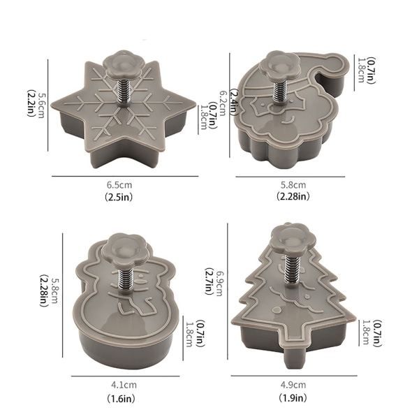 4 stj 3D fjäderpressande bakform kex