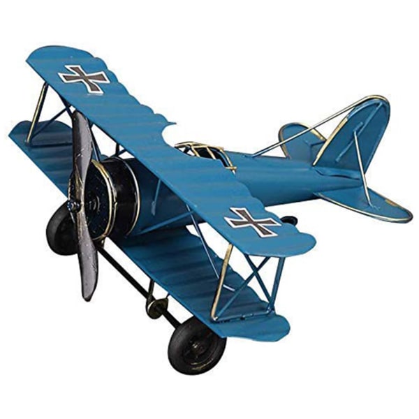 Vintage Metallplan Hantverk Retro Flygplansmodell Biplan