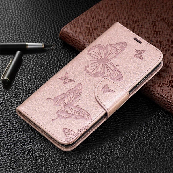 Butterfly läder Nokia 3.2 fodral - Rosa Rosa