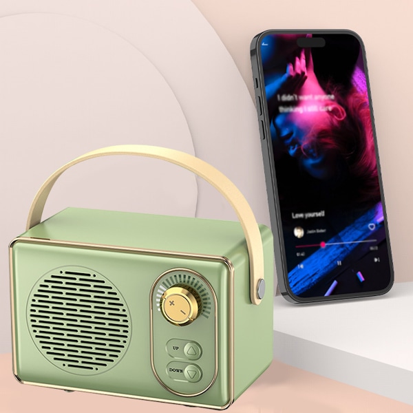 Trådlösa stereohögtalare i retrostil, bärbar Bluetooth Vintage