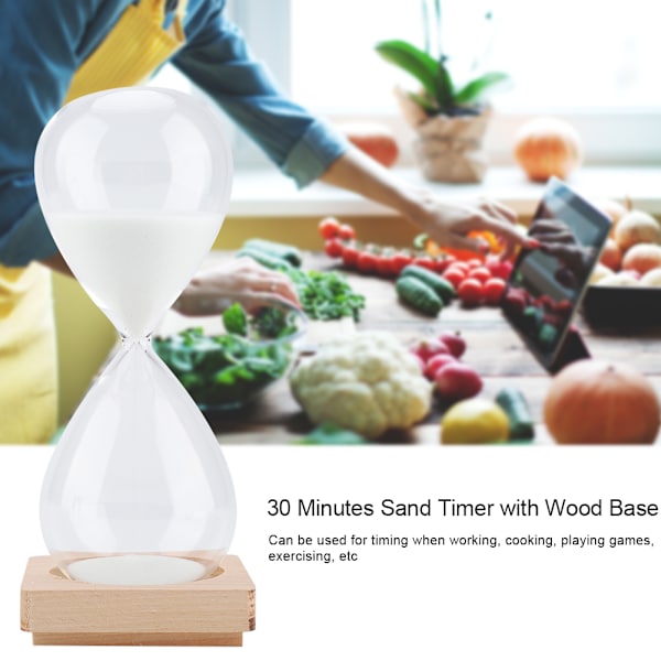 Färgglad sandtimer med träbas 30 minuter klocka timglas