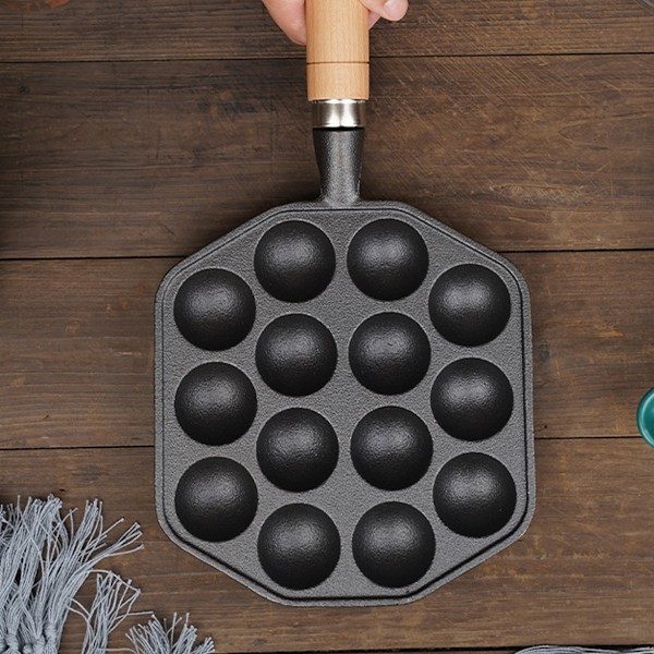 Gjutjärn Bläckfiskbollar Gryta Kakform Fiskägg Ingen Beläggning Non-Stick Ägg Gryta Matlagning, Svart