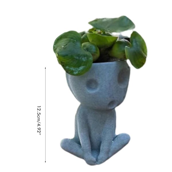 Luminous Face Planter Pot Head Blomkruka Söta Harts Succulent