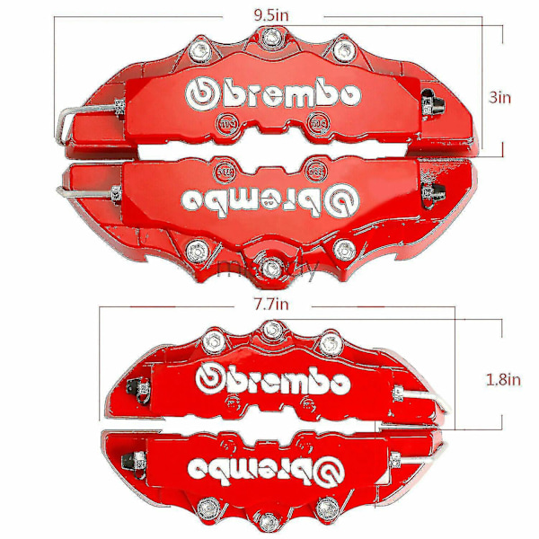 4 st röda 3D-stil bromsoksskydd Universal Car Disc