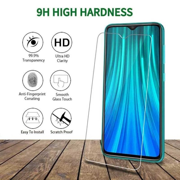 Xiaomi Redmi Note 8 Pro Härdat glas 0.26mm 2.5D 9H Transparent