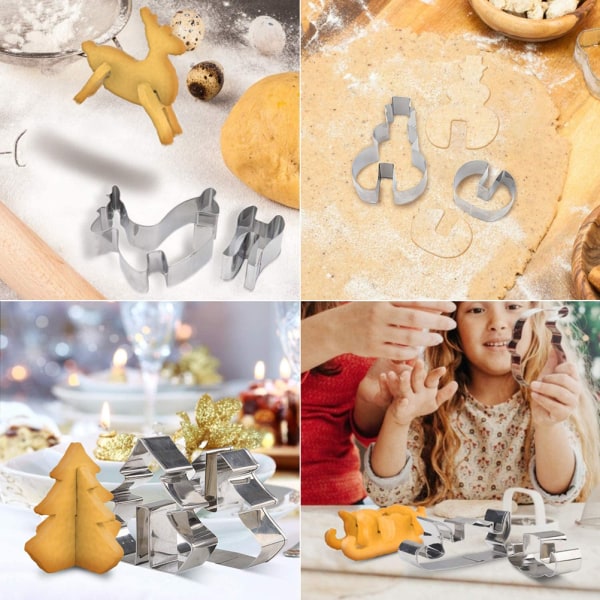 8PCS/Set 3D rostfria formar med julgran snögubbe
