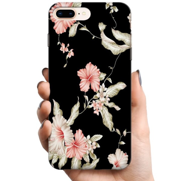 Apple iPhone 8 Plus TPU Mobilskal Floral Pattern Black