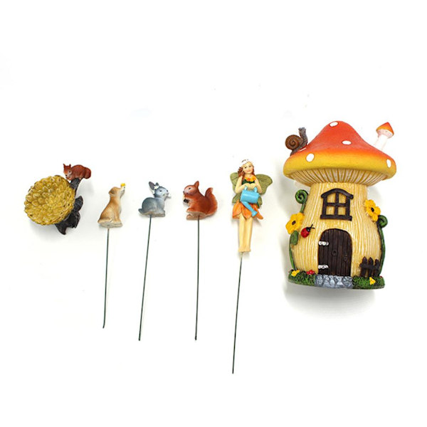 6 st Miniatyr Fe Trädgård Landskap Prydnader Harts Gjutna Svampar