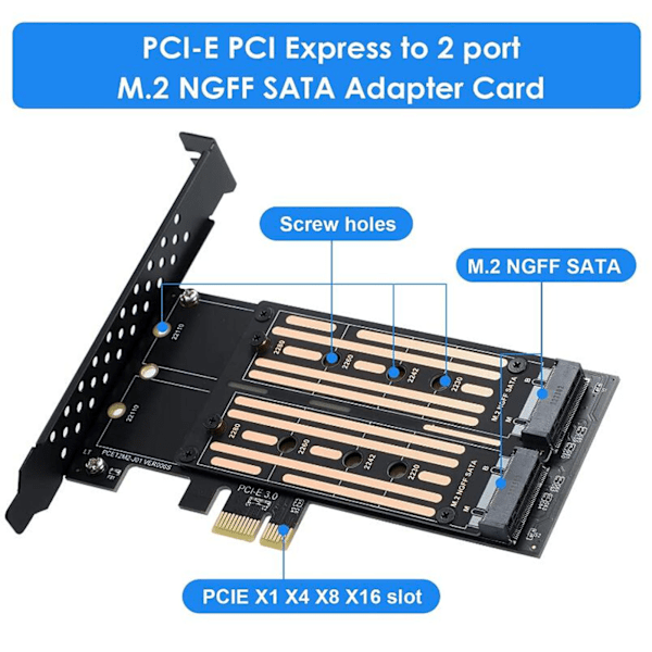 Pcie Adapterkort För Dubbla M.2 Nvme, Förbättrade Datorlösningar Med Höghastighetsdataöverföring Och Avancerad Värmehantering, M Key B Key Gränssnitt