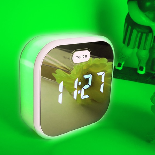 7-färgad LED-väckarklocka med digital LED-display och spegel