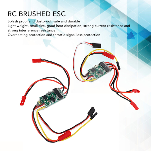 Borstad ESC Dubbelriktningskontroll för RC Modellbåt, Pålitlig Stänksäker Dammtät Anti-Interferens Motorvarvtalsregulator, Premiummaterial