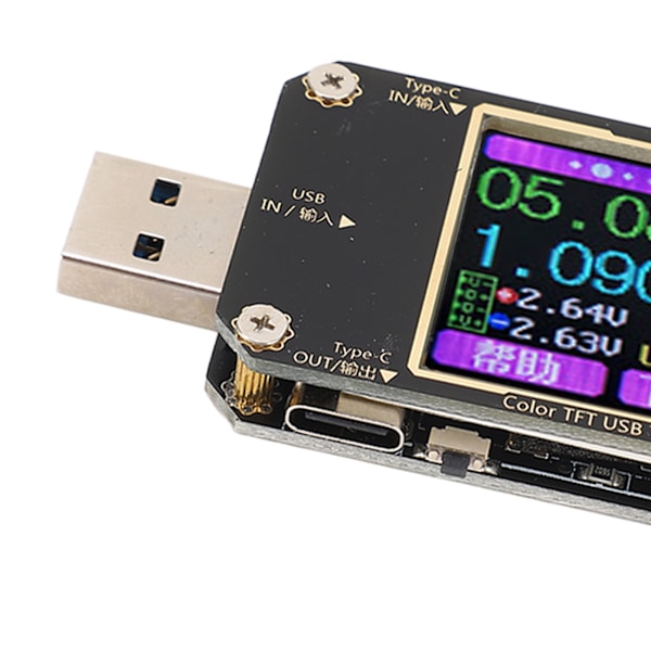 USB Voltmeter Amperemeter Färgad LCD-Skärm Spänning Ström Testare Digital Strömdetektor PD Snabbladdning