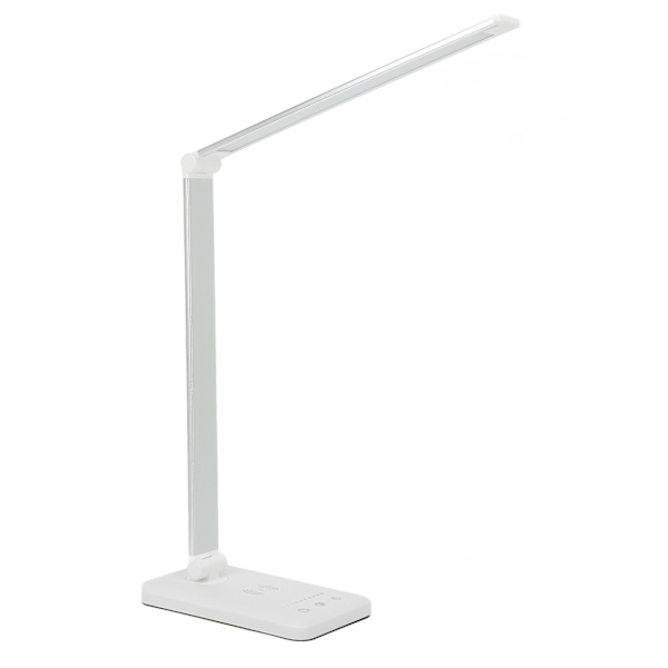 LED-skrivbordslampa 5 nivåer Touch Control USB Ögonskydd Vit Trådlös laddning Bordslampa för studenter Hem Kontor