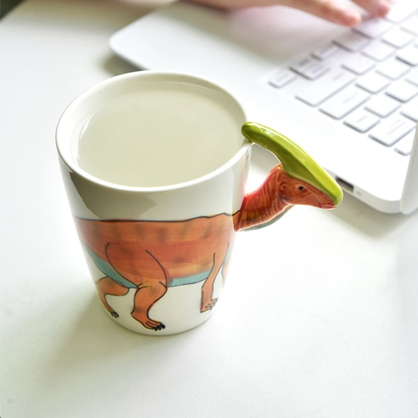 400 ml dinosaurieformad mugg söt djurkeramikmugg kontorsmugg