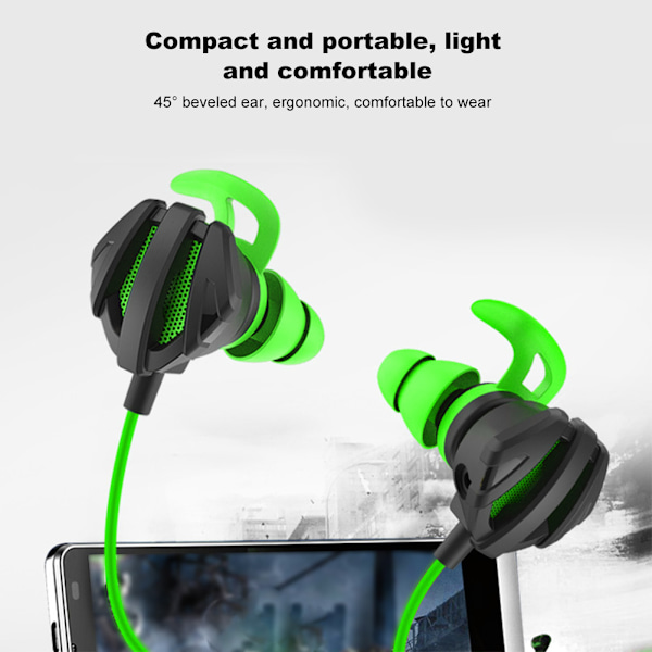 G6 In-Ear Gröna Portabla Hörlurar Headset med Mikrofoner Spel Tillbehör G6 Grön