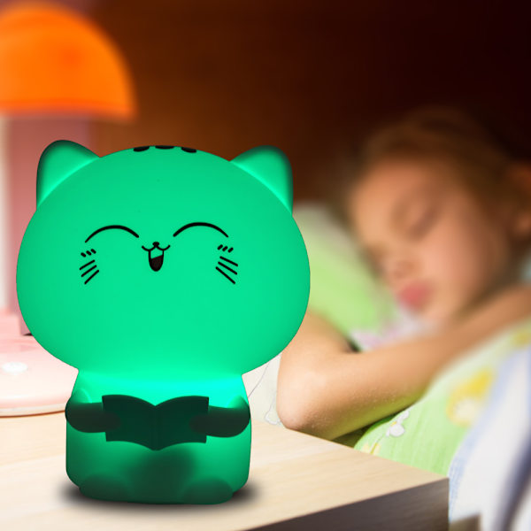 USB-laddningsbar söt kattformad LED-lampa färgglad nattlampa för