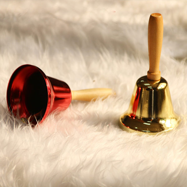 Super Loud Solid Hand Call Bell Wooden Handle Christmas Hand