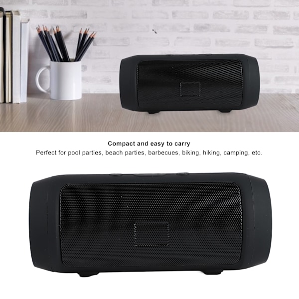 Portabel Bluetooth-högtalare FM-radio Inbyggd HD-brusreducerande mikrofon HiFi Tung bas Mini Bluetooth-högtalare för skrivbord Svart för E2mini
