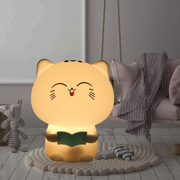 USB-laddningsbar söt kattformad LED-lampa färgglad nattlampa för