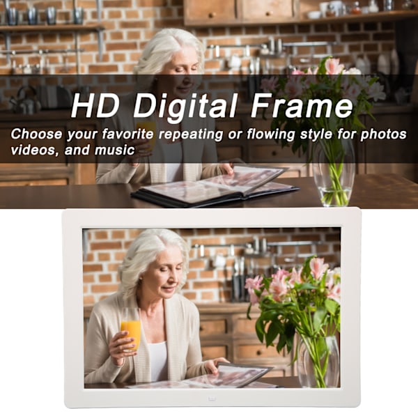 Digital fotoram 15,4 tum 1280x800 Full HD Timing Elektronisk bildram med fjärrkontroll 100‑240VUS-kontakt