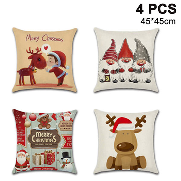 4PCS 45x45cm Throw Pillow Covers Christmas Decorative Couch