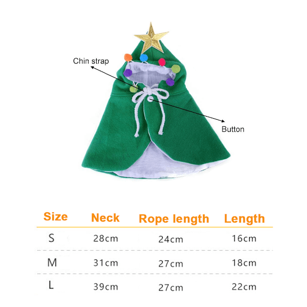 Pet Christmas Costume Puppy Xmas Cloak,for Cats and Small to