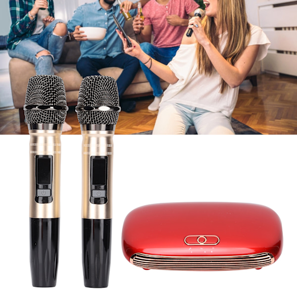 K8 Trådlöst Karaoke Mixer System Set Bluetooth Mikrofon Box Hemmikrofon Media Maskin för Hemmet 100‑240VUS Kontakt Röd