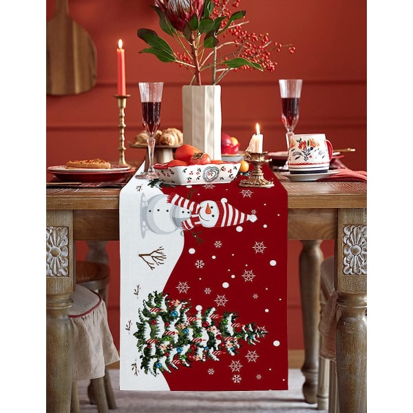 Christmas Table Runner, Christmas Snowflake Elk Rustic Table